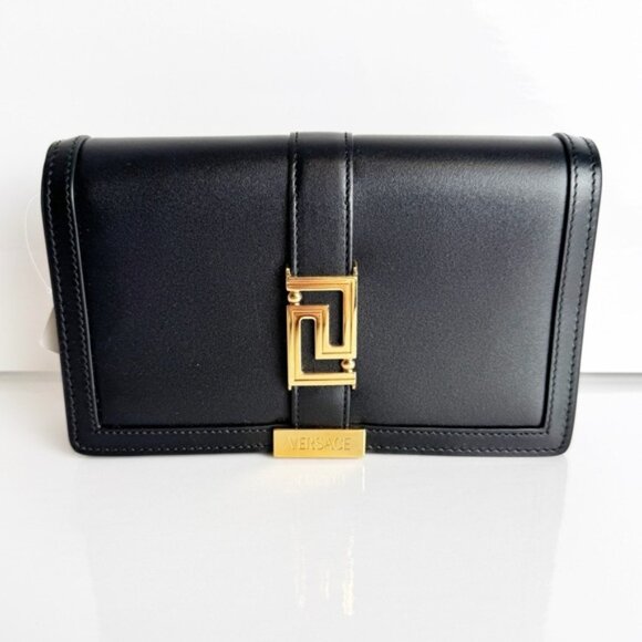 Versace Handbags - NWT Versace Grecca Goddess Mini Bag (without strap) Clutch in Black and Gold